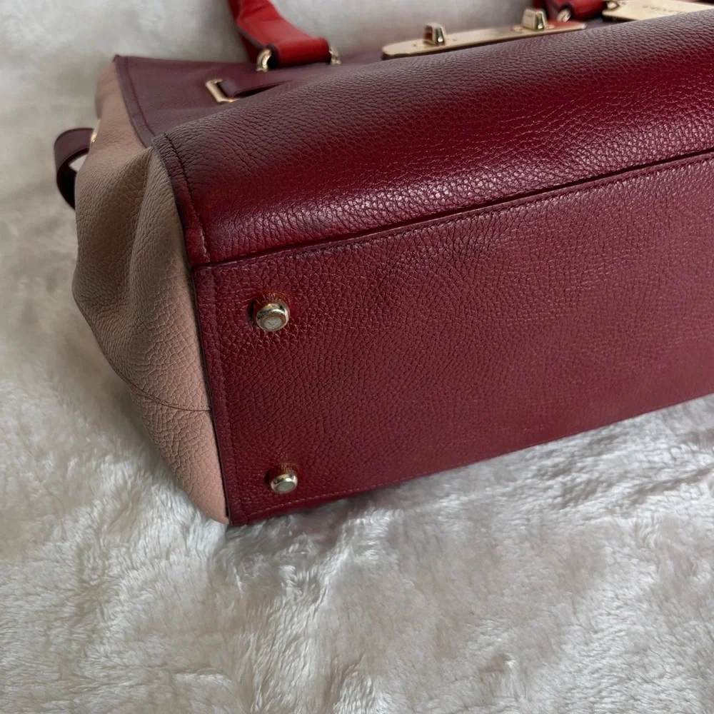 Coach Swagger Carryall Colorblock Pebbled Leather Satchel Bag